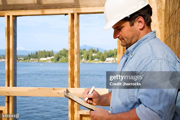 construction site inspection - waterfront home stock pictures, royalty-free photos & images