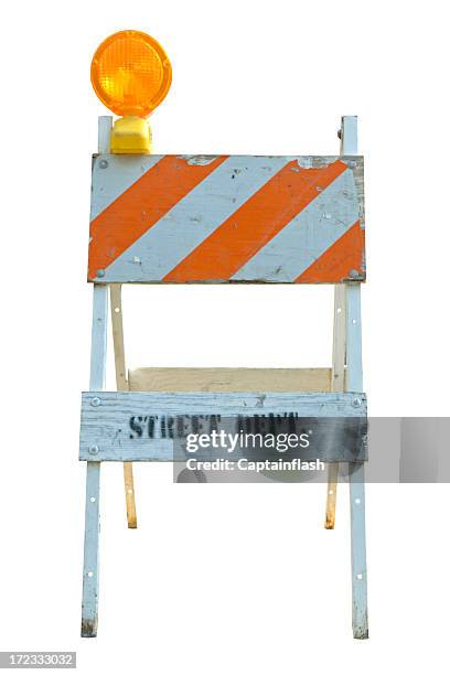 street barricade - construction sign stock pictures, royalty-free photos & images