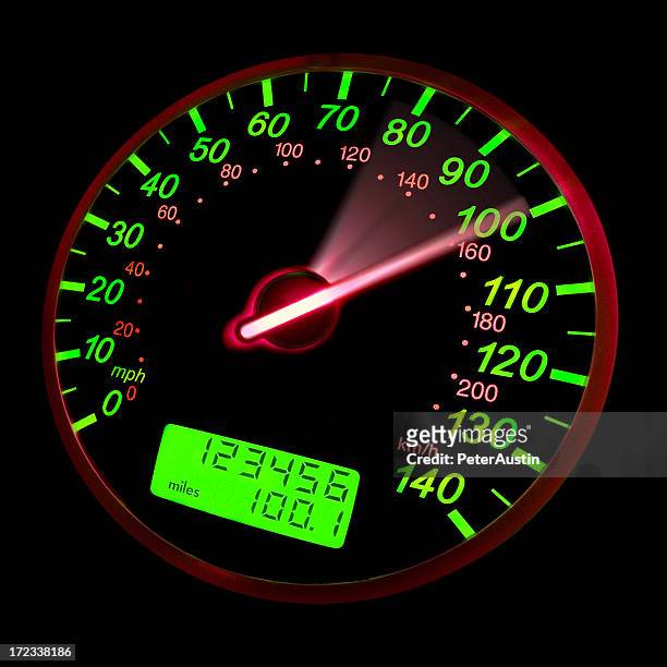 a close-up of a speedometer with green neon lights - night 100 stock pictures, royalty-free photos & images