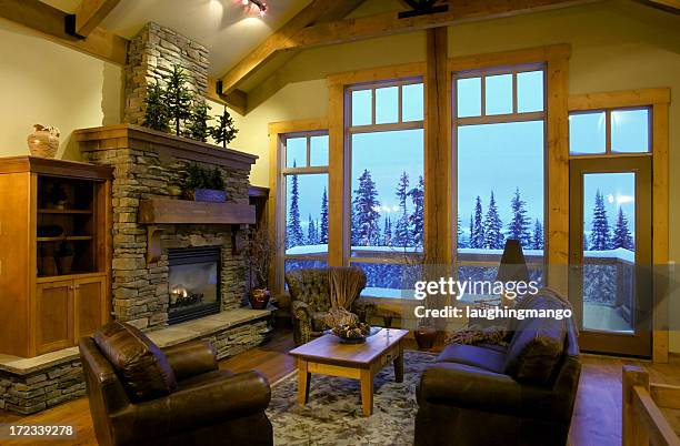 modern house living room interior - whistler stock pictures, royalty-free photos & images