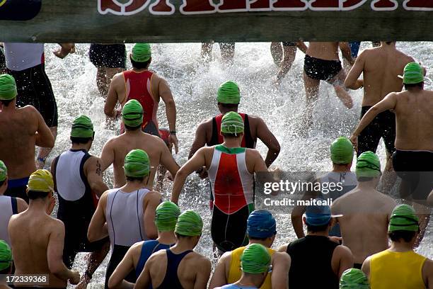 start your engines - beginner triathlon stock pictures, royalty-free photos & images