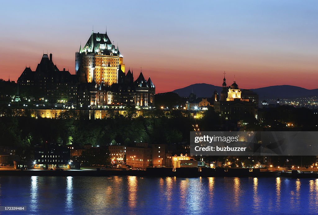 Chateau Frontenac and the Old Quebec City at Sunset