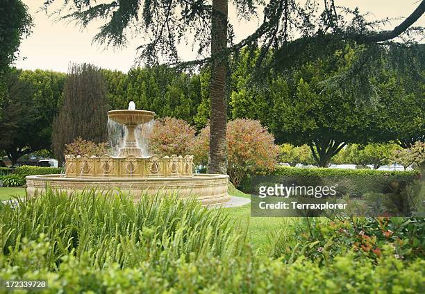 water fountain in park - sausalito stock pictures, royalty-free photos & images
