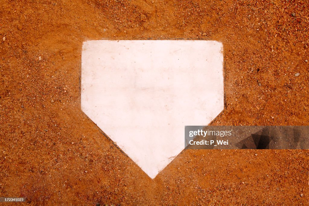 Home plate in baseball on sand