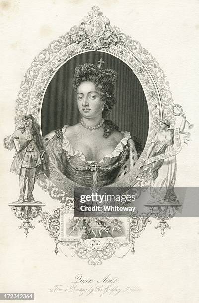 queen anne of great britain 17th century reign - blenheim stock illustrations