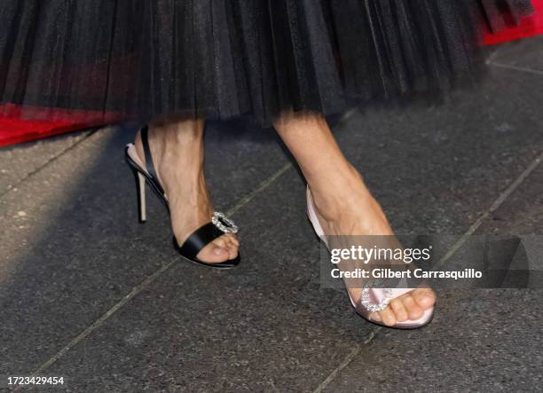 Actress Sarah Jessica Parker, shoe detail, is seen arriving to the New York City Ballet's 2023 Fall Gala celebrating the 75th New York City Ballet...