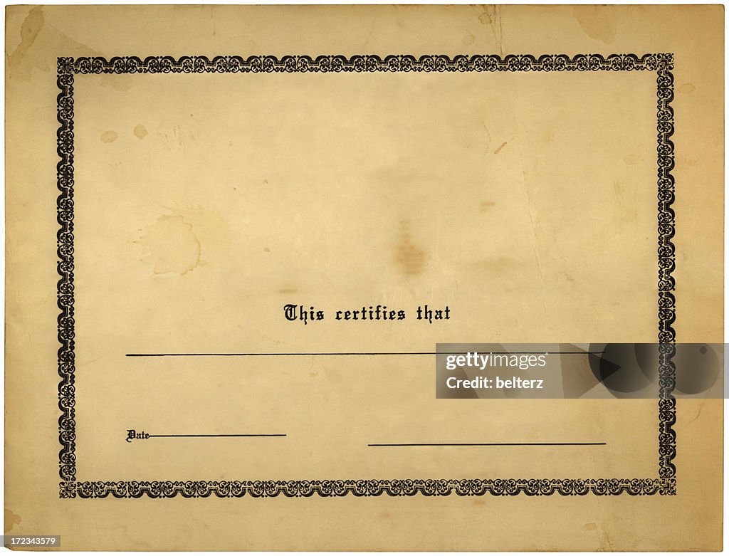 Blank old certificate