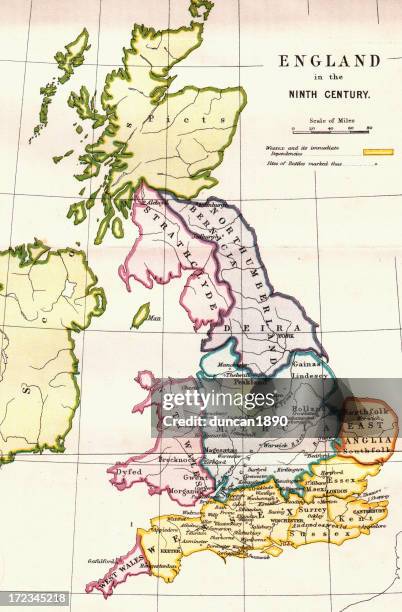 stockillustraties, clipart, cartoons en iconen met england in the ninth century - kent engeland