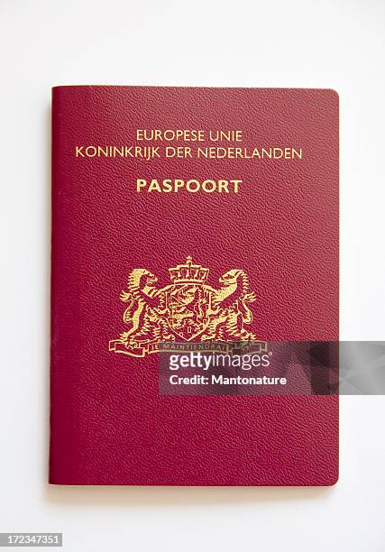 passport (dutch) isolated on white - netherlands stockfoto's en -beelden