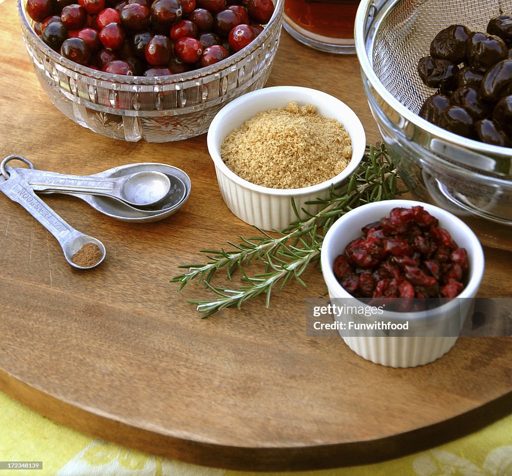 Cranberry Sauce Cooking Ingredients for Christmas, Thanksgiving Holiday Food