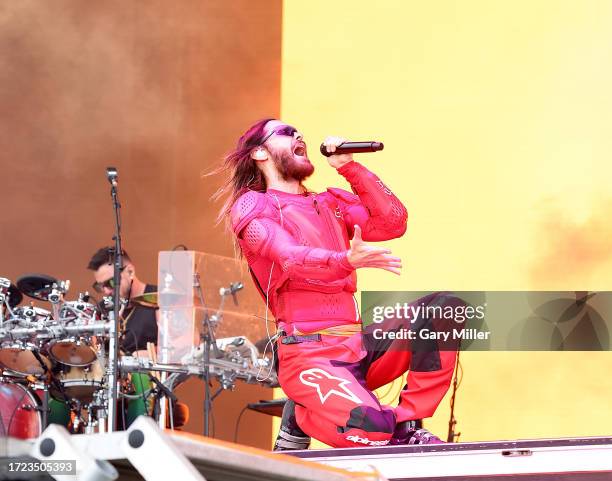 Jared Leto of Thirty Seconds to Mars performs in concert during day two of the 2023 Austin City Limits Music Festival - Weekend One at Zilker Park on...