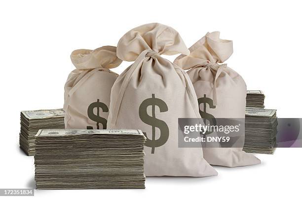 money bags - money bag white background stock pictures, royalty-free photos & images