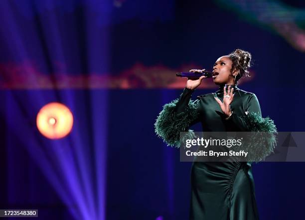 Jennifer Hudson performs onstage during The Event hosted by the Shaquille O'Neal Foundation on October 07, 2023 in Las Vegas, Nevada.