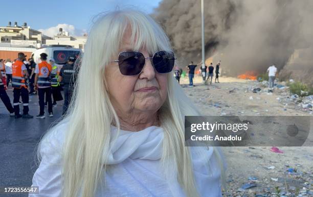 Year-old British woman Christine Drake speaks during an exclusive interview with Anadolu, as she volunteers for Palestinians in Jerusalem, on October...