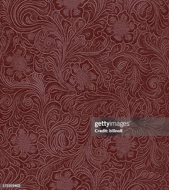 kunstleder-blumenmuster - jugendstil muster stock-fotos und bilder