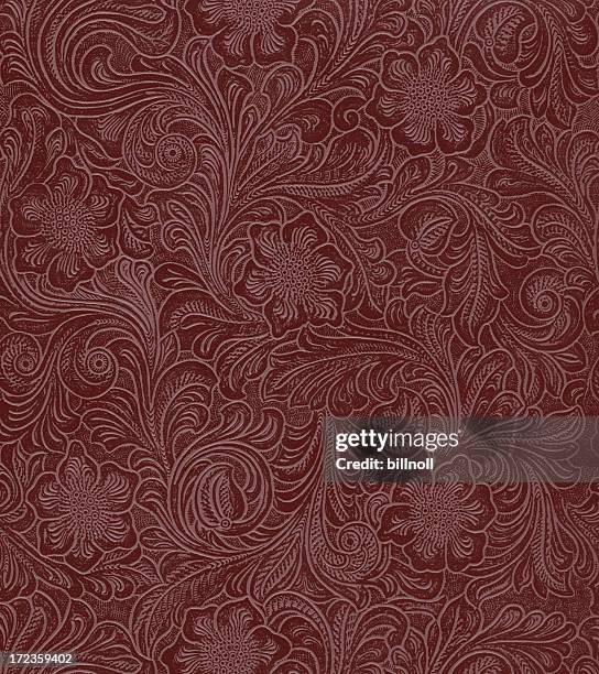 faux leather floral pattern - art nouveau stock pictures, royalty-free photos & images