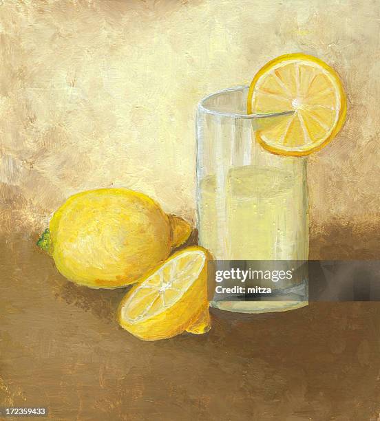 stockillustraties, clipart, cartoons en iconen met lemonade glass with lemons - citroen frisdrank
