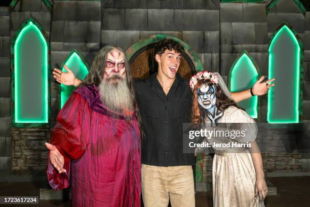 Noah Beck celebrates 50 Years of Nightmares at Knott's Scary Farm on October 07, 2023 in Buena Park, California.