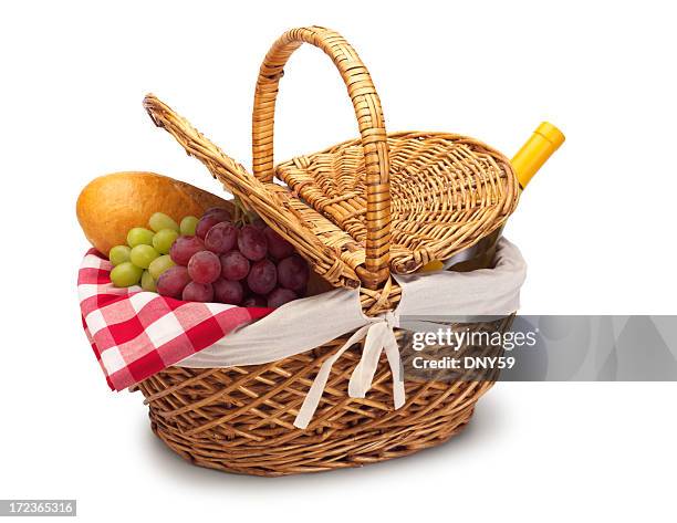 picknick-korb - basket stock-fotos und bilder