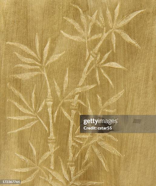 painted paper with oriental bamboo design - feng shui stock illustrations