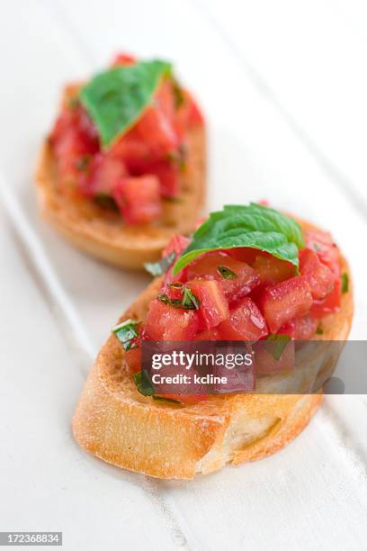 bruschetta appetizers - crostini stock pictures, royalty-free photos & images