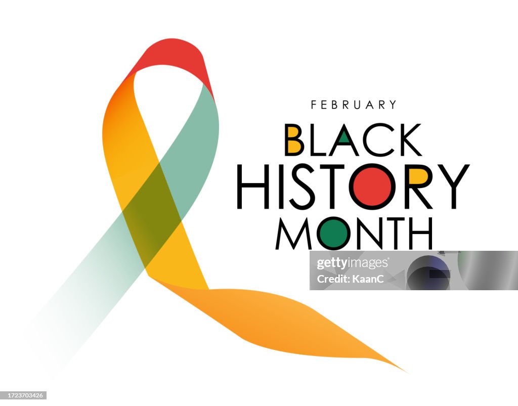 Black history month celebrate. Vector illustration design graphic Black history month concept, ribbon in the form of a heart vector stock illustration