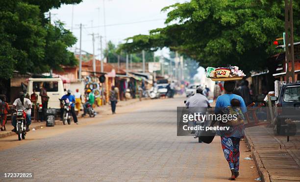 african street scene - village stockfoto's en -beelden
