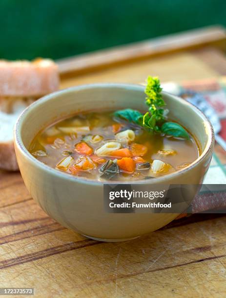 bol de soupe minestrone italienne, nouilles et légumes végétarien ragoût d'hiver - soupe de légumes photos et images de collection
