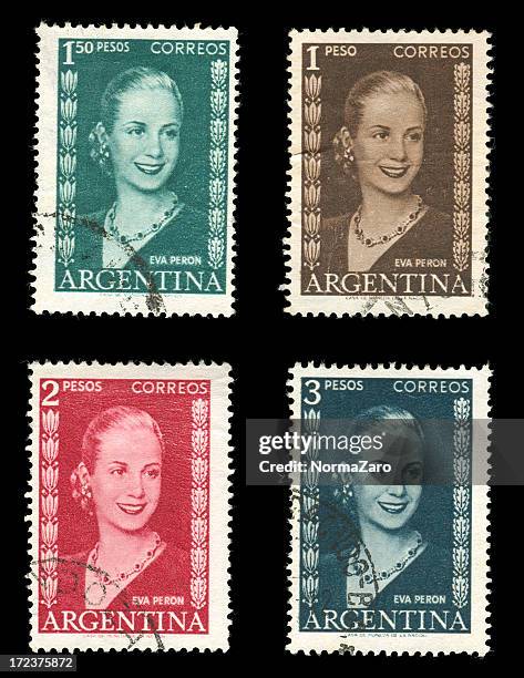 eva peron postage stamp - eva perón stock pictures, royalty-free photos & images