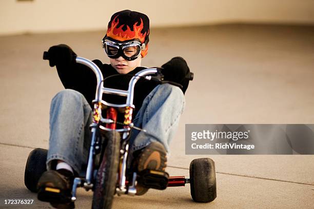 speed racer - tricycle stock pictures, royalty-free photos & images