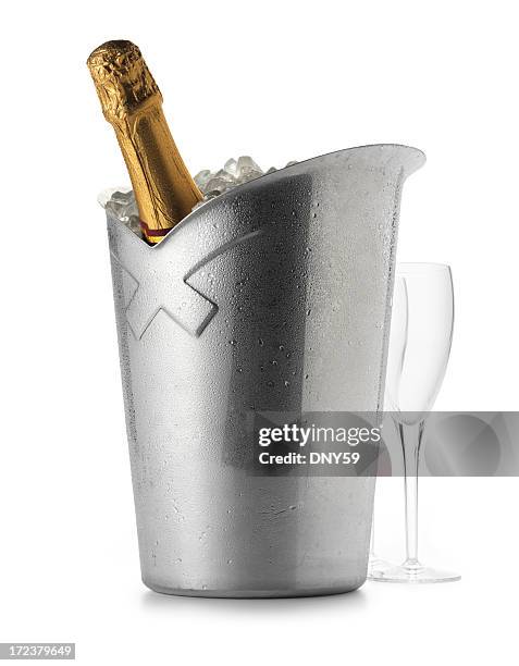 champagne on ice - metal bucket stock pictures, royalty-free photos & images