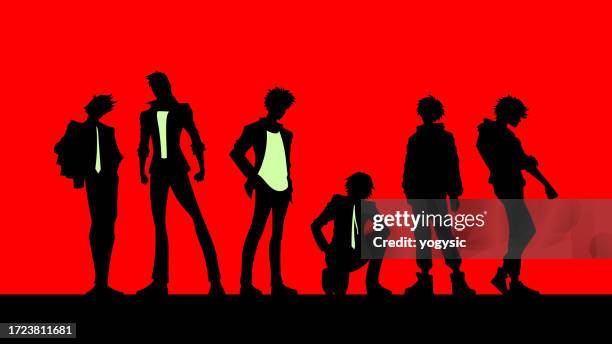 Vector Anime Boys Silhouette Stock Illustration High-Res Vector Graphic
