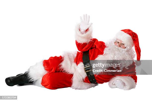 santa lying on white - santa claus lying stock pictures, royalty-free photos & images