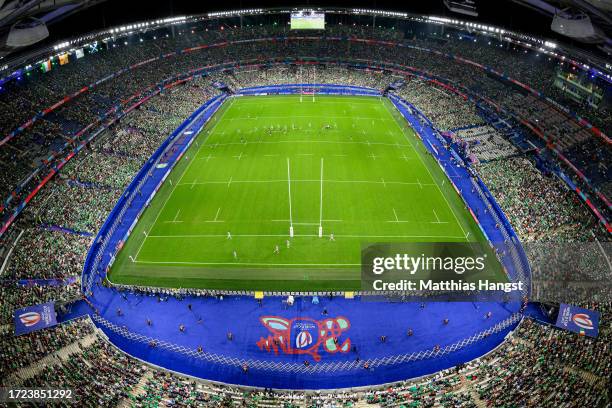 General view of the inside of the stadium during the Rugby World Cup France 2023 match between Ireland and Scotland at Stade de France on October 07,...