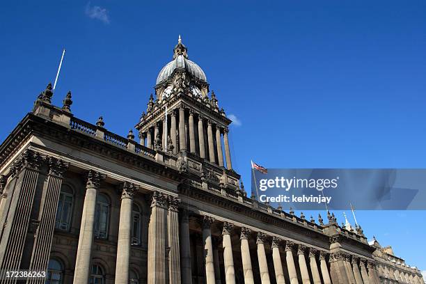 leeds town hall against a clear blue sky - leeds town hall bildbanksfoton och bilder