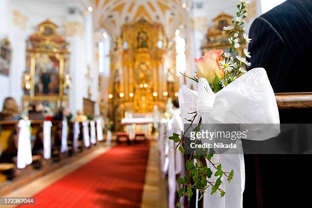 wedding day - catholic altar stock pictures, royalty-free photos & images