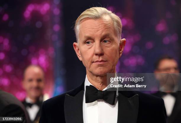 Max Raabe participates in a live broadcast of "Verstehen Sie Spass" at Studio Berlin Adlershof on October 07, 2023 in Berlin, Germany.