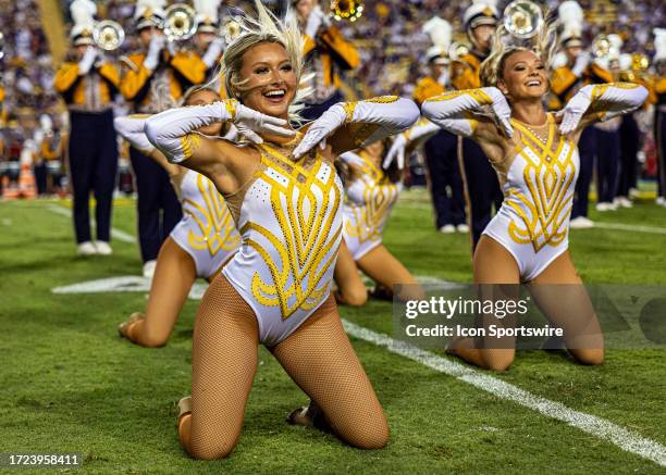 The LSU Golden Girls entertain the crowd during a game between the LSU Tigers and the Arkansas Razorbacks on September 23 at Tiger Stadium in Baton...