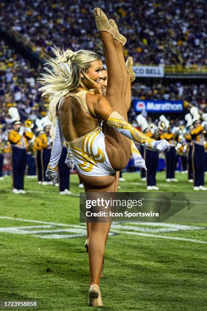 The LSU Golden Girls entertain the crowd during a game between the LSU Tigers and the Arkansas Razorbacks on September 23 at Tiger Stadium in Baton...