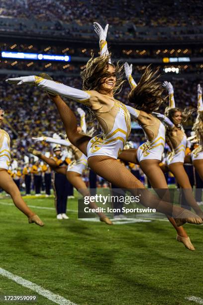 The LSU Golden Girls entertain the crowd during a game between the LSU Tigers and the Arkansas Razorbacks on September 23 at Tiger Stadium in Baton...