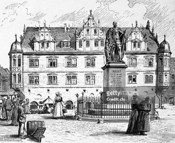 coburg market square - 1891 stock illustrations