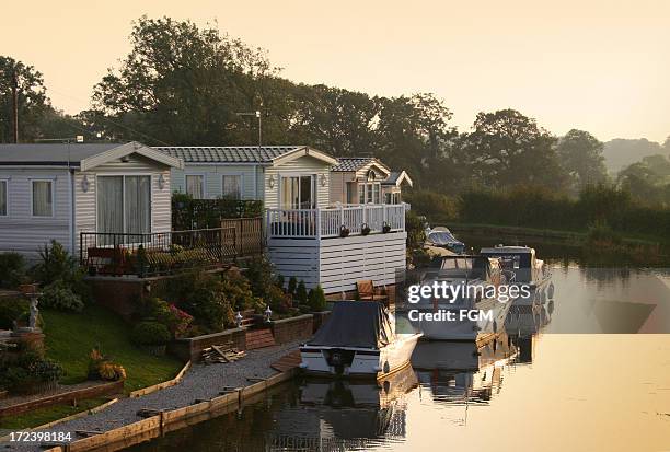 caravan park at sunset - manufactured housing stock pictures, royalty-free photos & images