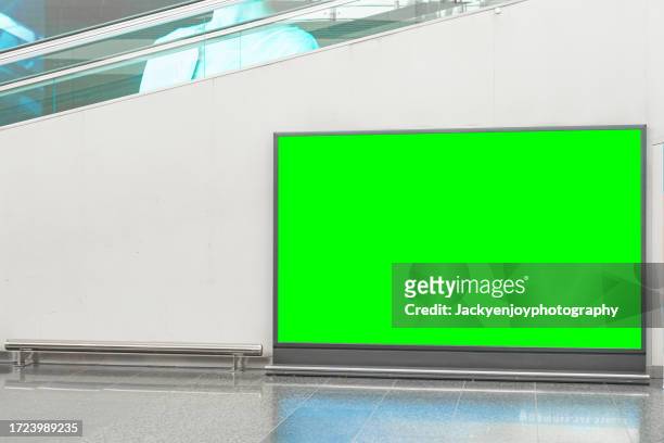 mock up and blank green screen billboard for advertising - digital signage mockup stock pictures, royalty-free photos & images