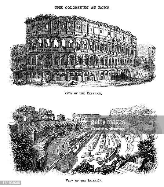 ilustraciones, imágenes clip art, dibujos animados e iconos de stock de el coliseo en roma, victorian woodcuts - coliseum rome