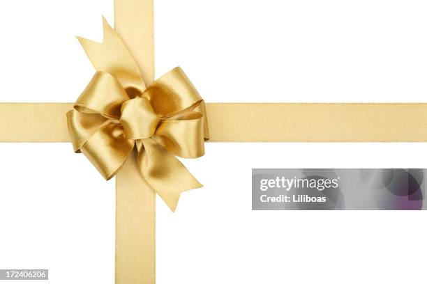 gold bow series (clipping path xl) - tied bow stock pictures, royalty-free photos & images