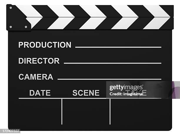 film slate with clipping path - clapper board stockfoto's en -beelden