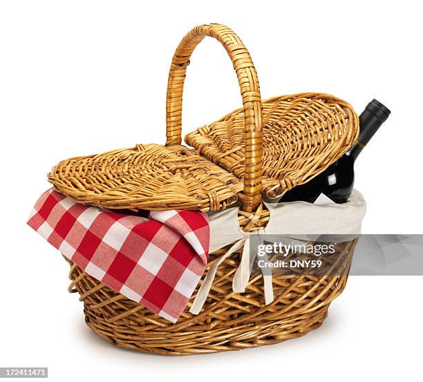 picnic basket - hamper stock pictures, royalty-free photos & images