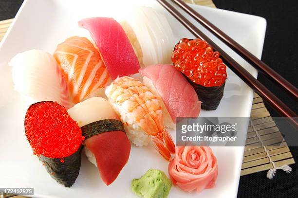 https://media.gettyimages.com/id/172412975/photo/colorful-plate-of-sushi-with-chopsticks-and-bamboo-mat.jpg?s=612x612&w=gi&k=20&c=Z6w_BcUhvxjAVZwTNqrzde6p3HV2s8AzAecoIiiw0V8=
