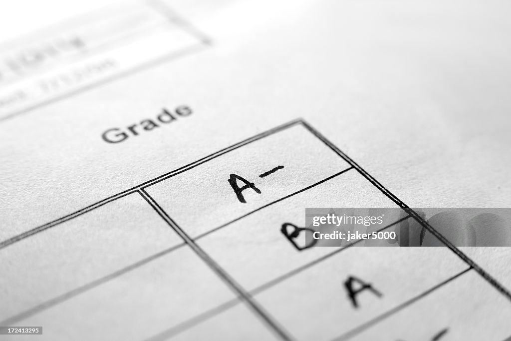 An up close picture of report card grades