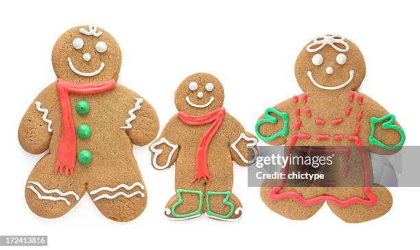 gingerbread family - gingerbread men stock pictures, royalty-free photos & images